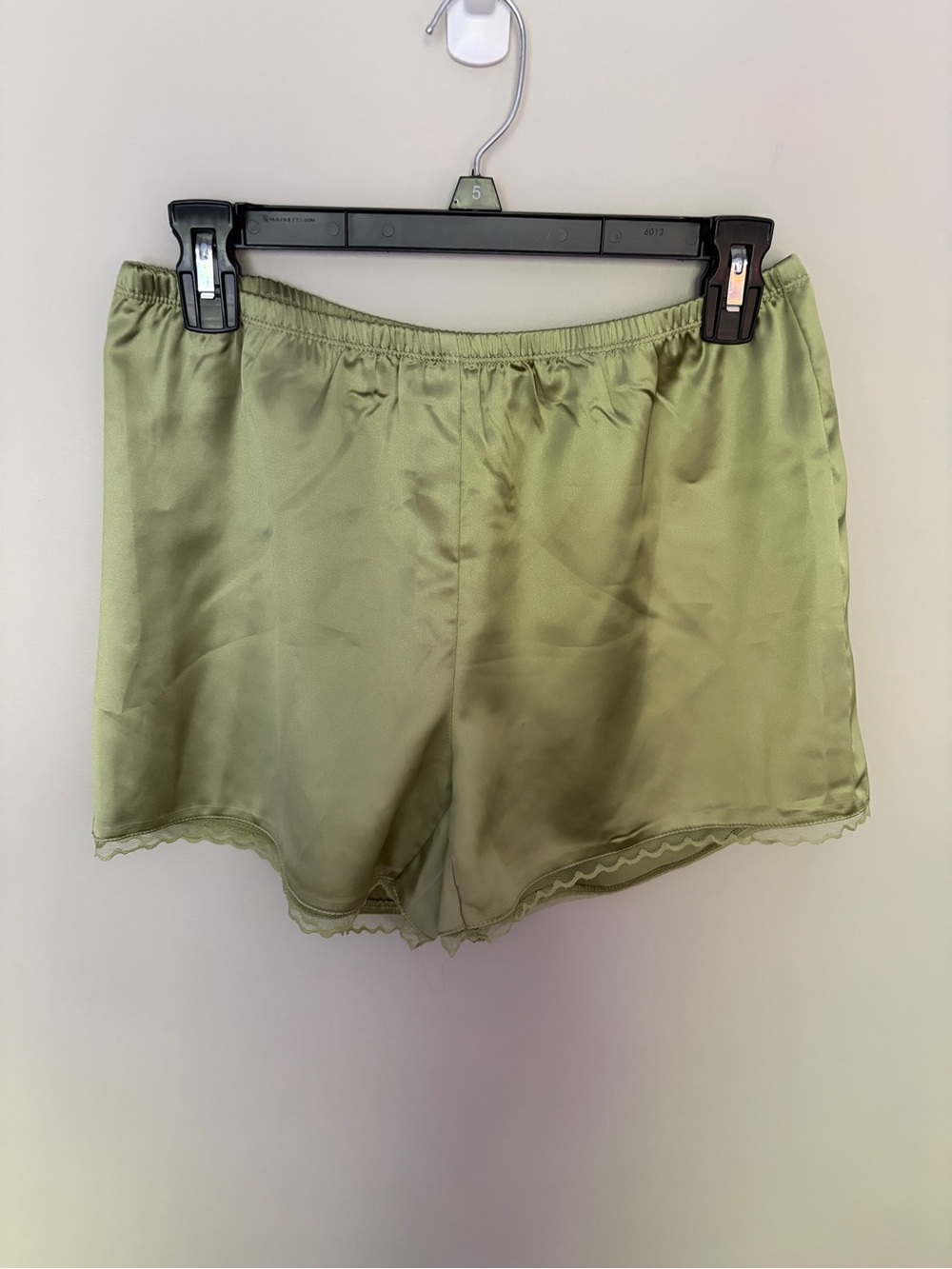 Satin Lounge Shorts - Olive Green